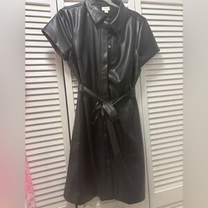 J.Crew  Faux Leather Shirt Dress sz 8